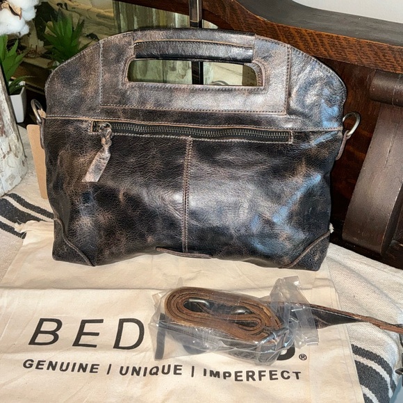 NWT Bed Stu Leather Greenway Handbag Crossbody Bag Black Lux MSRP $265 - Picture 2 of 15